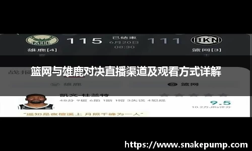 篮网与雄鹿对决直播渠道及观看方式详解
